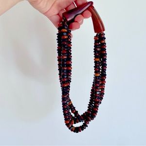 GERDA LYNGGAARD for Monies, Runway Vintage Denmark, Carved Horn, 5 Rows Necklace